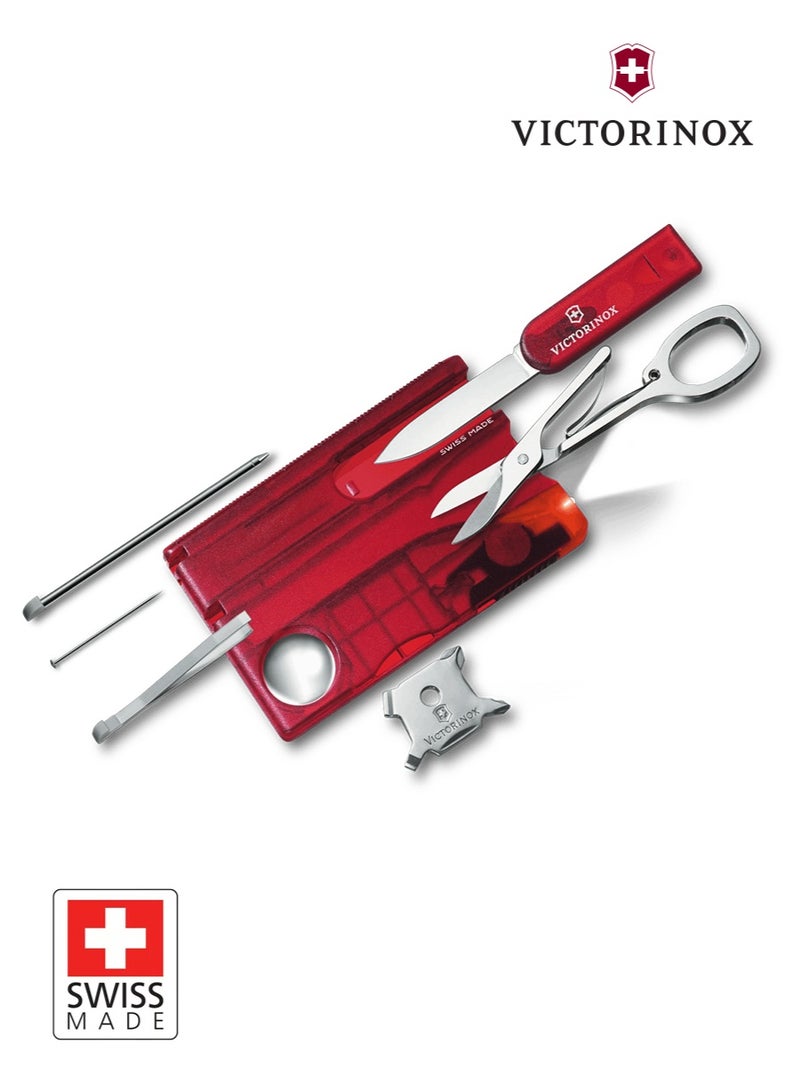 Victorinox Swiss Card Lite in Red Transparent (0.7300.T) | Compact Multi-Tool with LED Light | 13 Functions for Everyday Use - Image 1